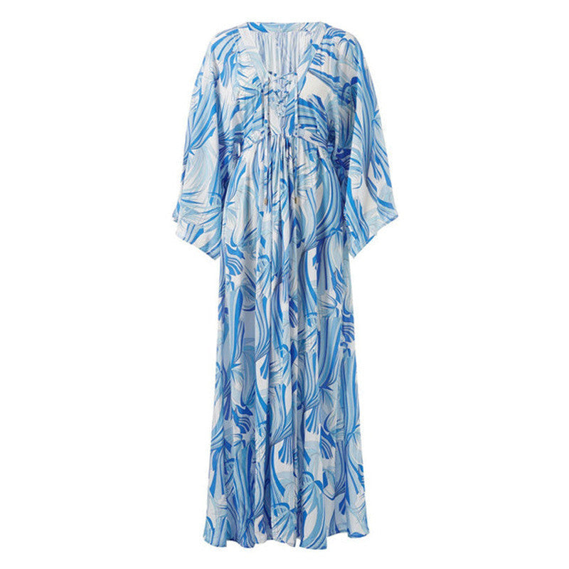 Dame Strandkimono med blomstermønster og løs silhuet Stilla