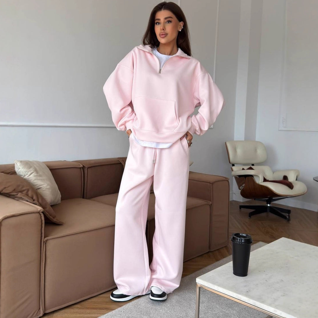 Kvinder Oversized Sweatshirt og bredskårne Bukser Sæt Skovae