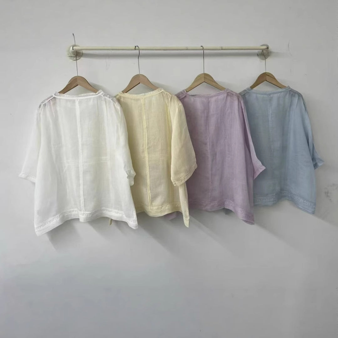 Kvinde Broderet Gennemsigtig Bluse Stilla