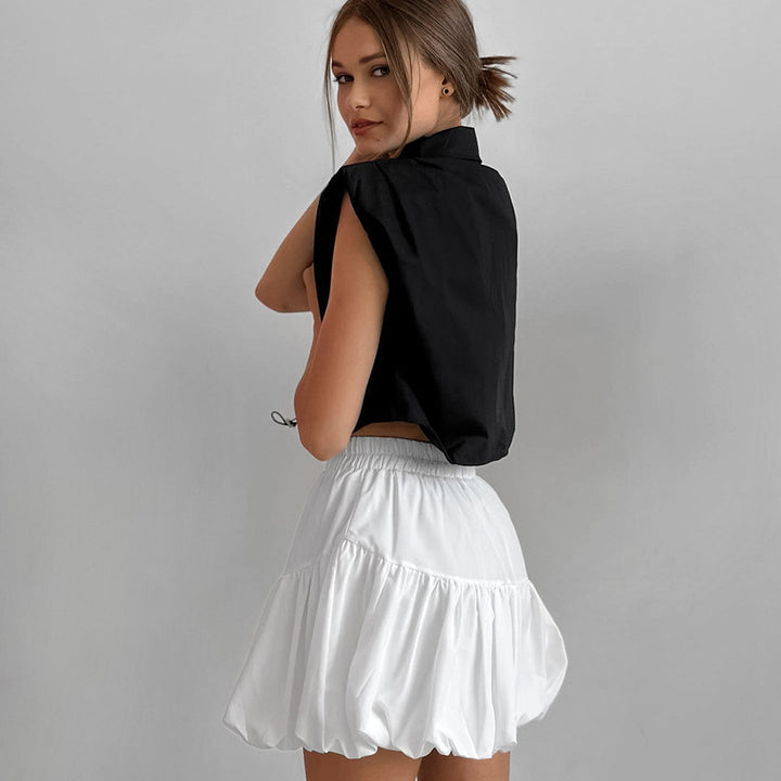 Dame Let Volant Nederdel med Elastisk Liv Stilla