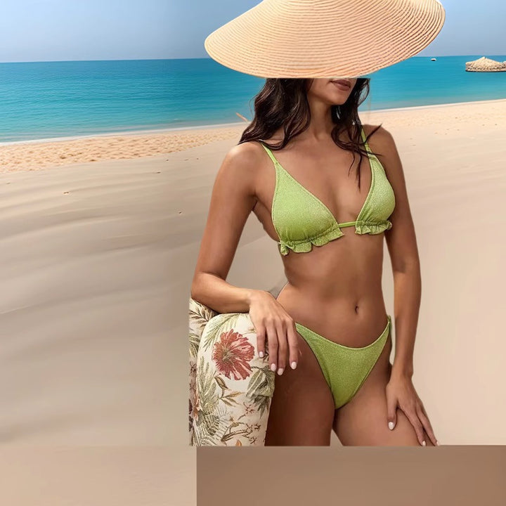 Dame Funklende Trekant-Bikini-Sæt Stilla