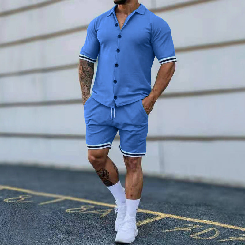 Herre mode kortærmet top med passende shorts sæt Stilla