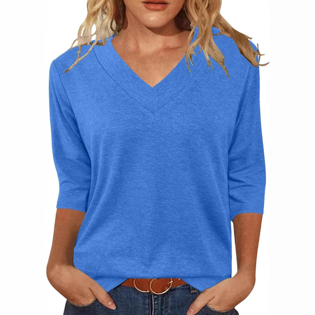 Dame Relaxed Fit V-Udskærings Top Stilla