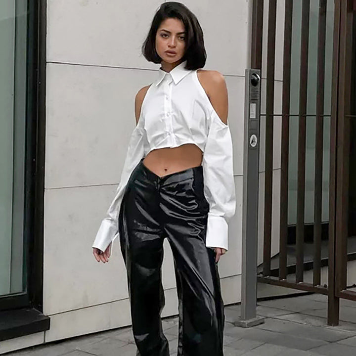 Dame Crop-bluse med off-shoulder design og elegant snit Stilla
