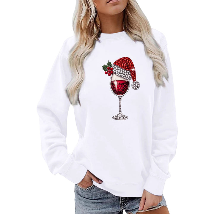 Kvinders sweatshirt med blødt foer og festligt vinmotiv Stilla