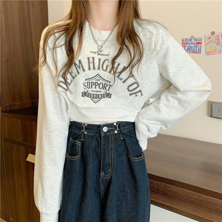 Femme Cropped Langærmet Grafik Sweatshirt Stilla
