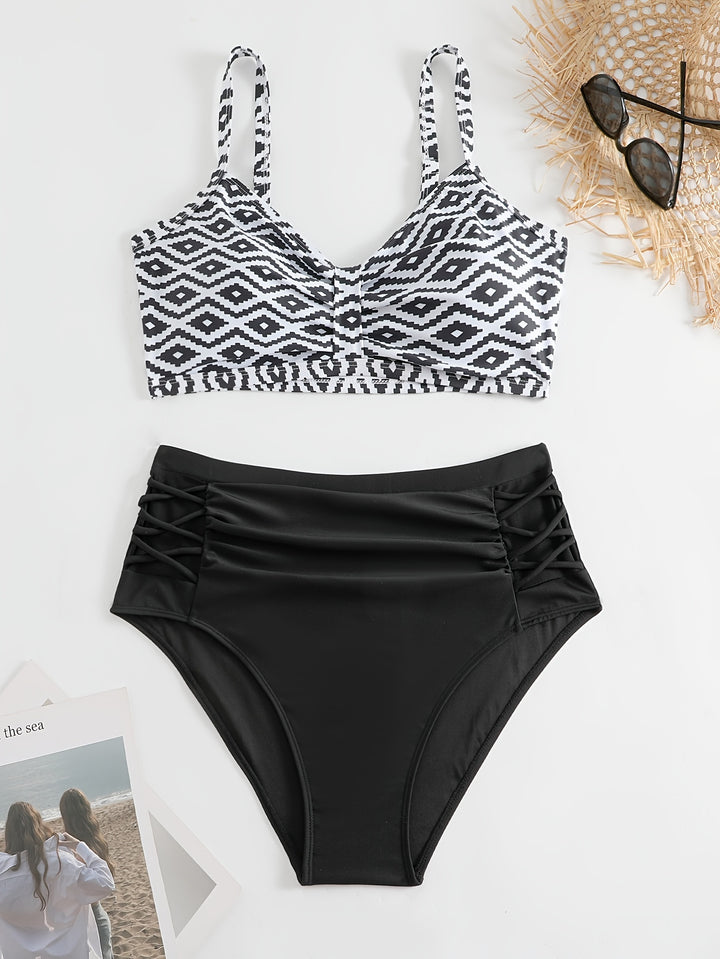 Dame Højskåret bikini med blomster accenter og raffinerede detaljer Skovae