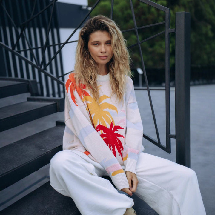 Kvinders Urban Sweatshirt med iøjnefaldende palme design Stilla