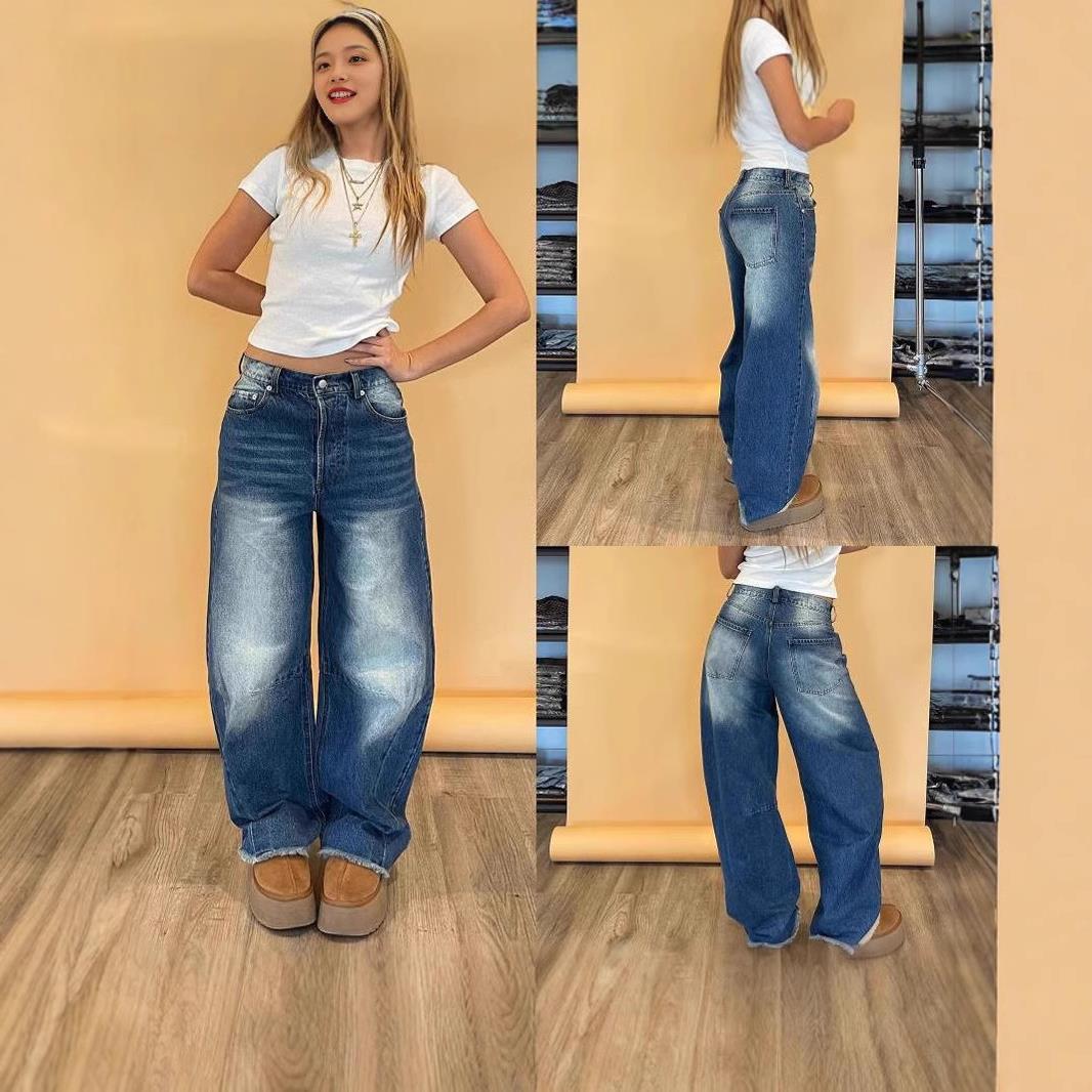 Dame High-Waist Baggy Jeans med bred ben og afslappet snit Stilla