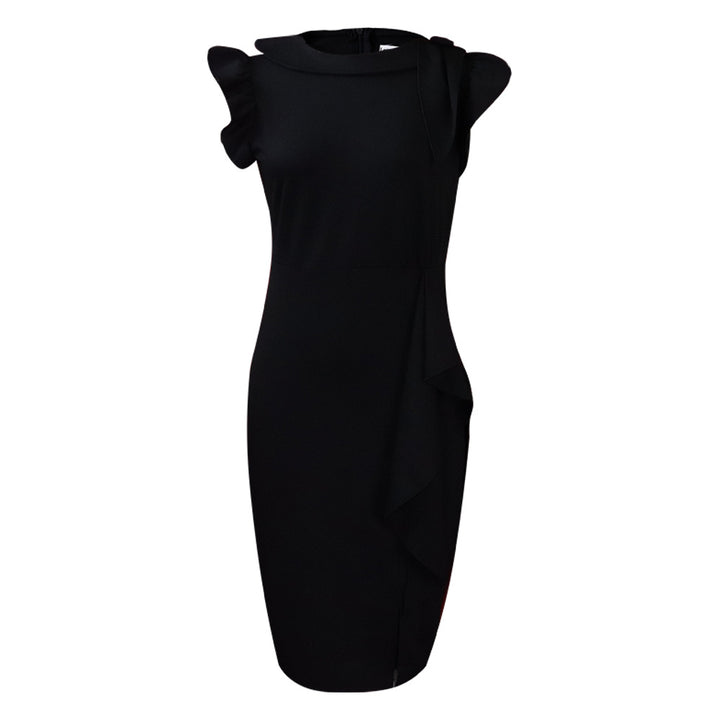Dame pencil dress med dekorative flæser og elegant split Stilla
