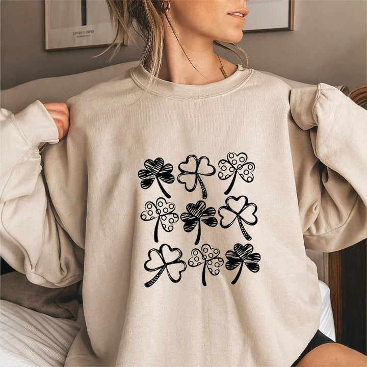 Kvinders sweatshirt med legesygt kløvermotiv Stilla