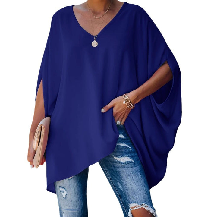 Damer afslappet oversized T-shirt med V-hals og bred pasform Stilla