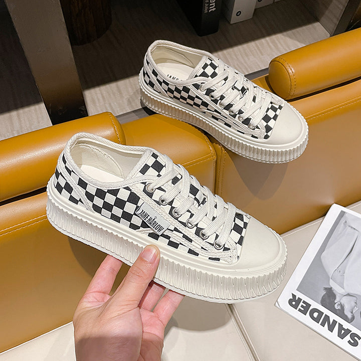 Dame Chunky Plateau Sneakers med ternet mønster og polstret sål Stilla