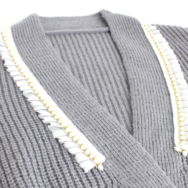 Dame moderne strik cardigan med elegante detaljer Stilla