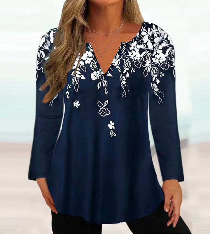 Damebluse med blomstret design Stilla