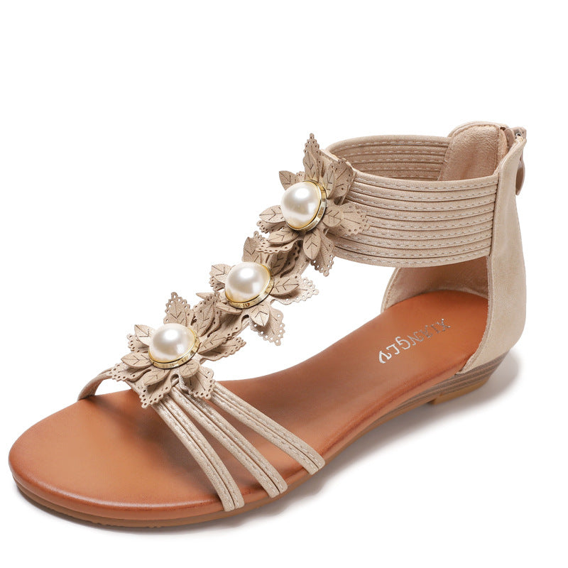 Dame elegante sandaler med florale applikationer og komfortabel remdesign Stilla