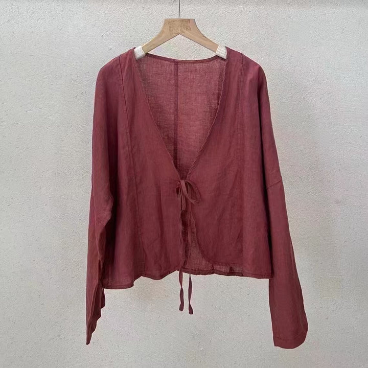 Femme Letvægts Bindefront Linnedbluse Stilla