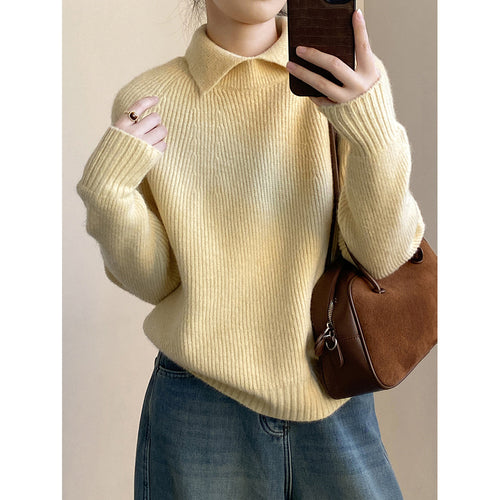 Dame sweater med polokrave og afslappet snit i blødt materiale Stilla