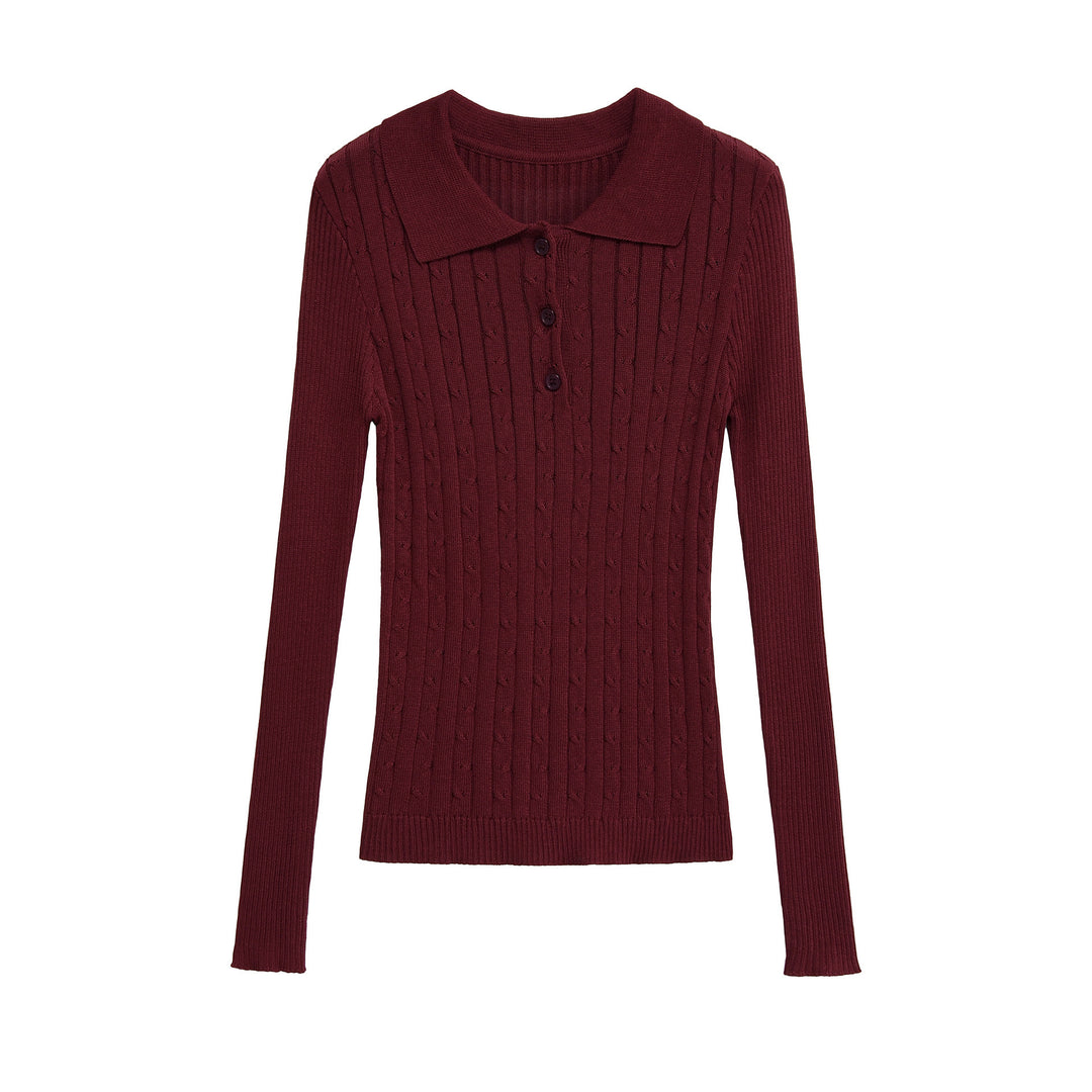 Dame Langærmet Polo-Skjorte med struktureret ribdesign Stilla
