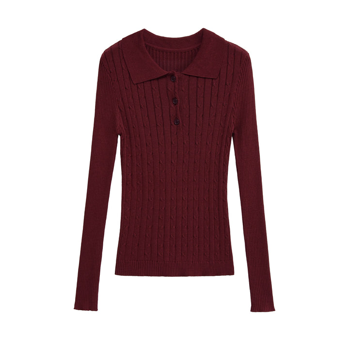 Dame Langærmet Polo-Skjorte med struktureret ribdesign Stilla