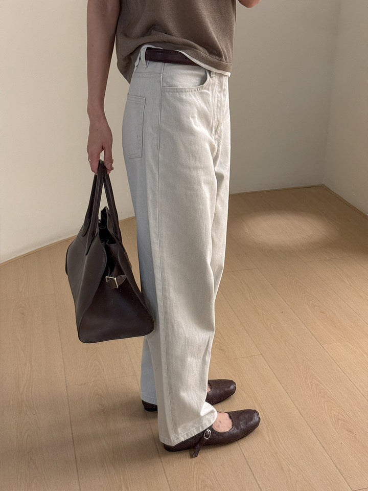 Dame baggy jeansbukser i moderne snit med høje folder og sidelommer Stilla