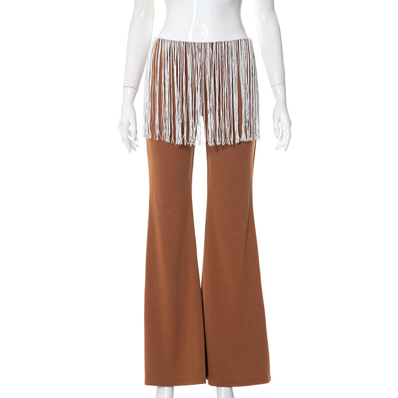 Femme Flared Pants med frynse-detalje Stilla