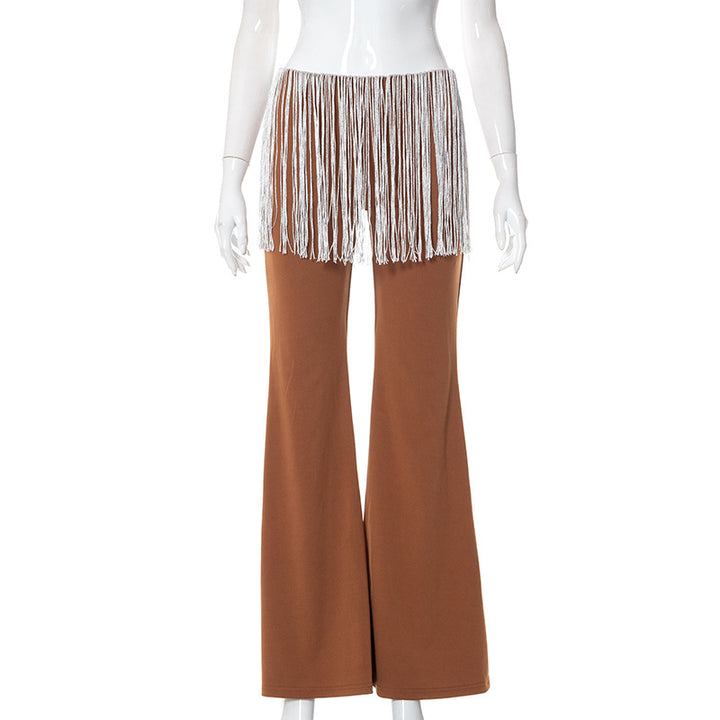 Femme Flared Pants med frynse-detalje Stilla
