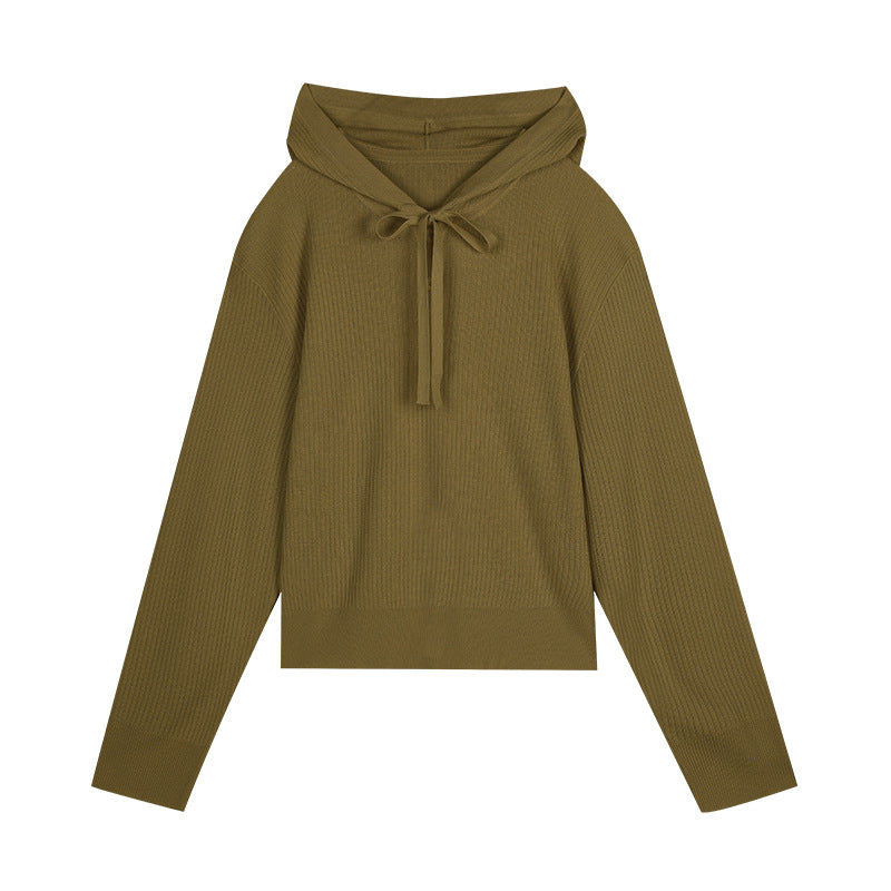 Dame moderigtig hoodie med stilfuld V-udskæring og dekorativ snor Stilla