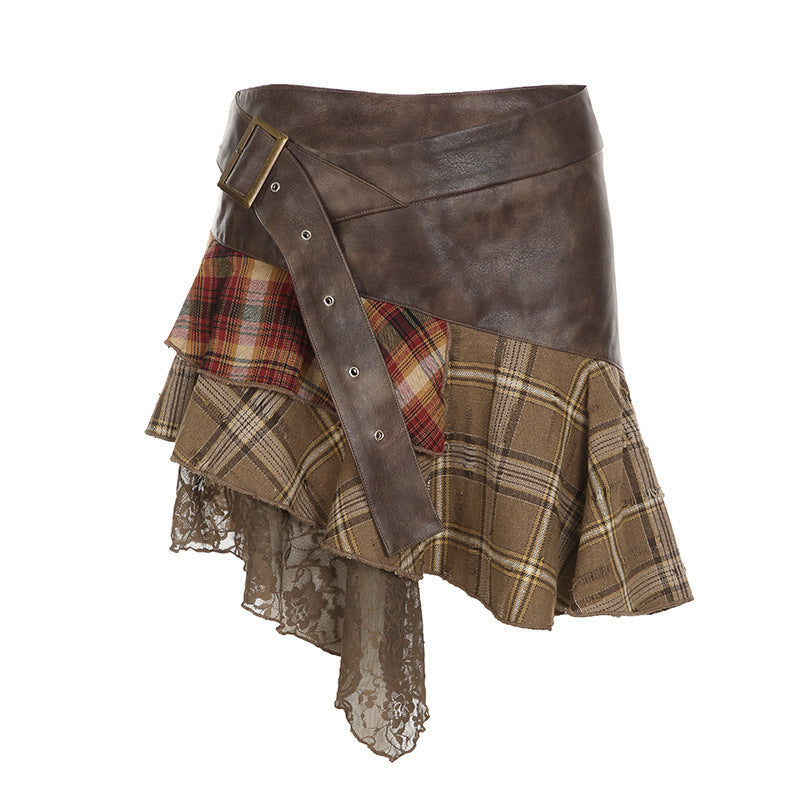 Dame Mode Wrap Skirt med asymmetrisk skæring og afslappede flæse detaljer Skovae
