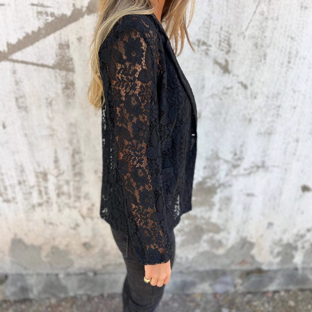Dame elegant spids blazerjakke med struktureret design Stilla