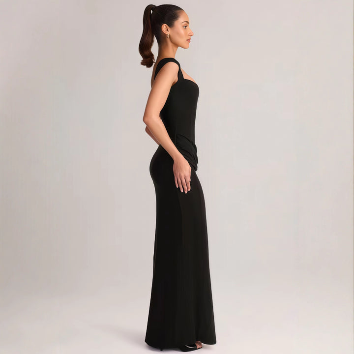 Damer Elegant Maxi Kjole med Dyb V-Hals og Sideslids Skovae