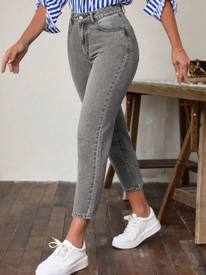 Dame Høj Talje Ankellange Denim Jeans Stilla