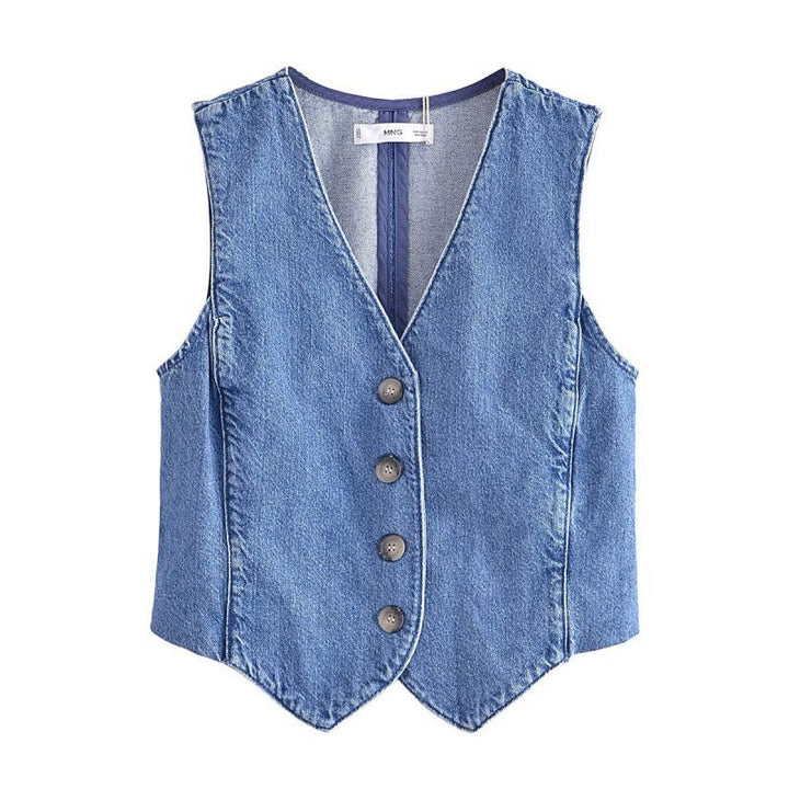 Stilla | Trendy Forår Denim Vest Skørt Sæt