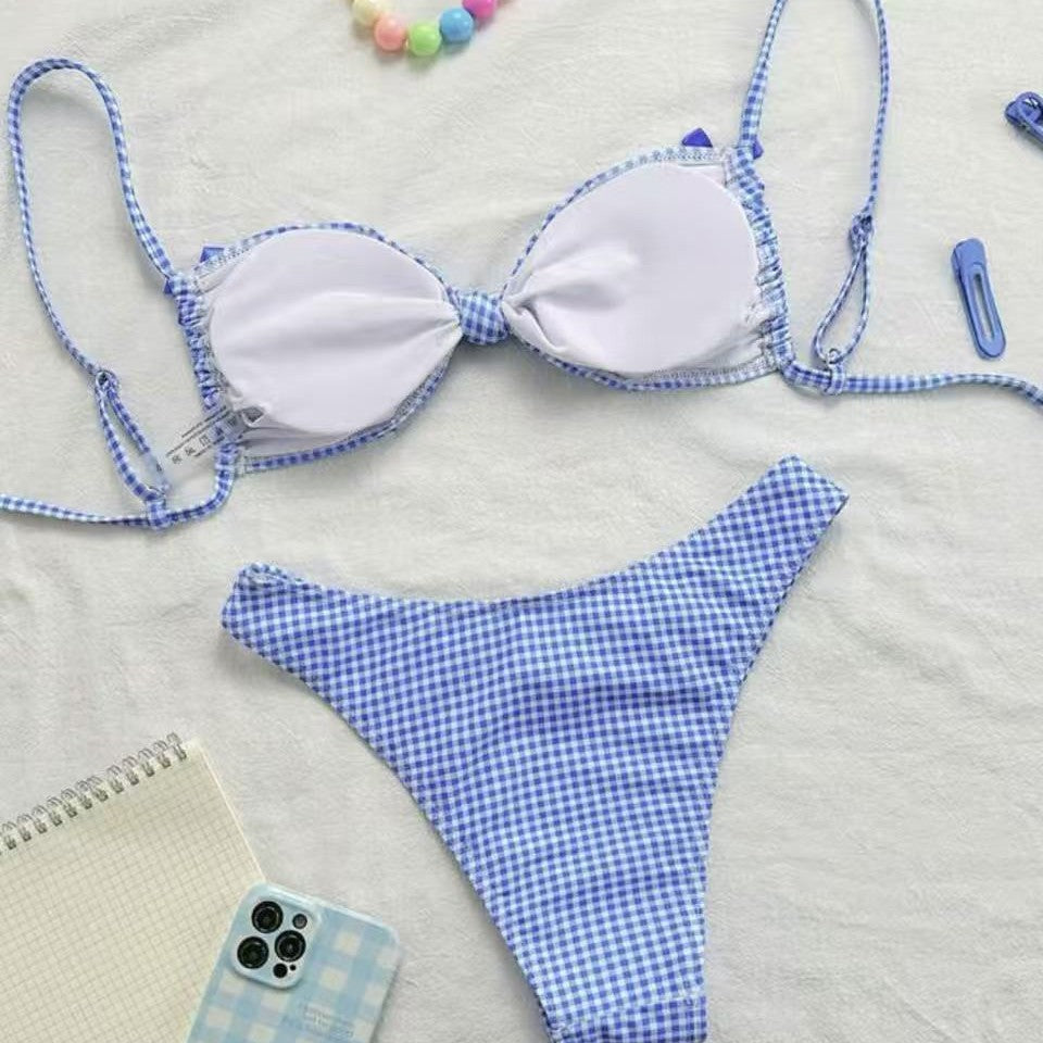 Dame bikini-sæt med flæse detaljer og justerbare stropper Skovae