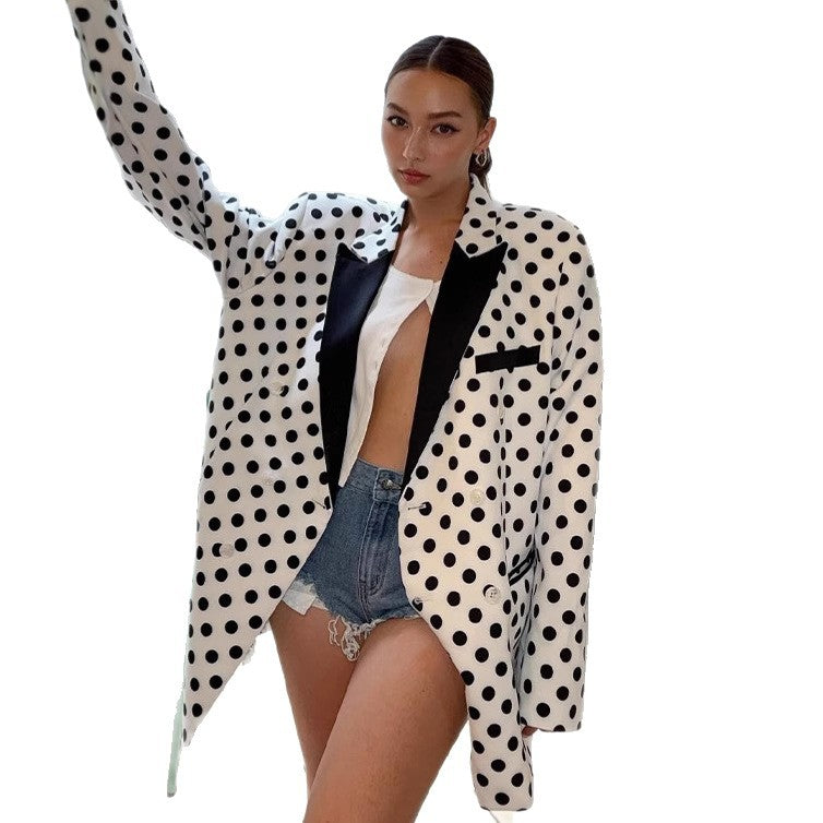 Dame Oversized Blazer med prikker Stilla