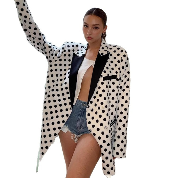 Dame Oversized Blazer med prikker Stilla