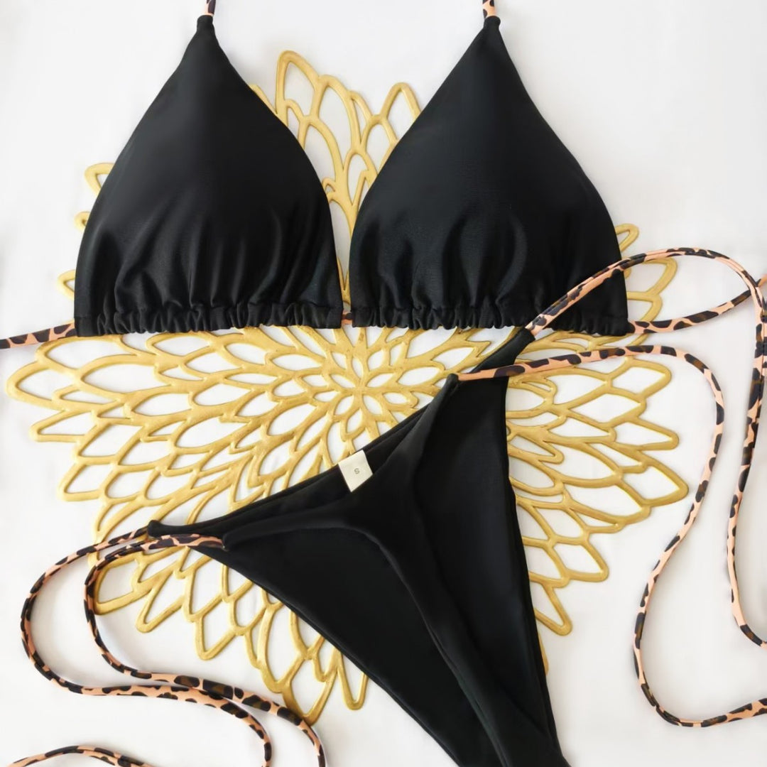 Dame Triangel-Bikini-Sæt med justerbare stropper og moderigtig leoprint Skovae
