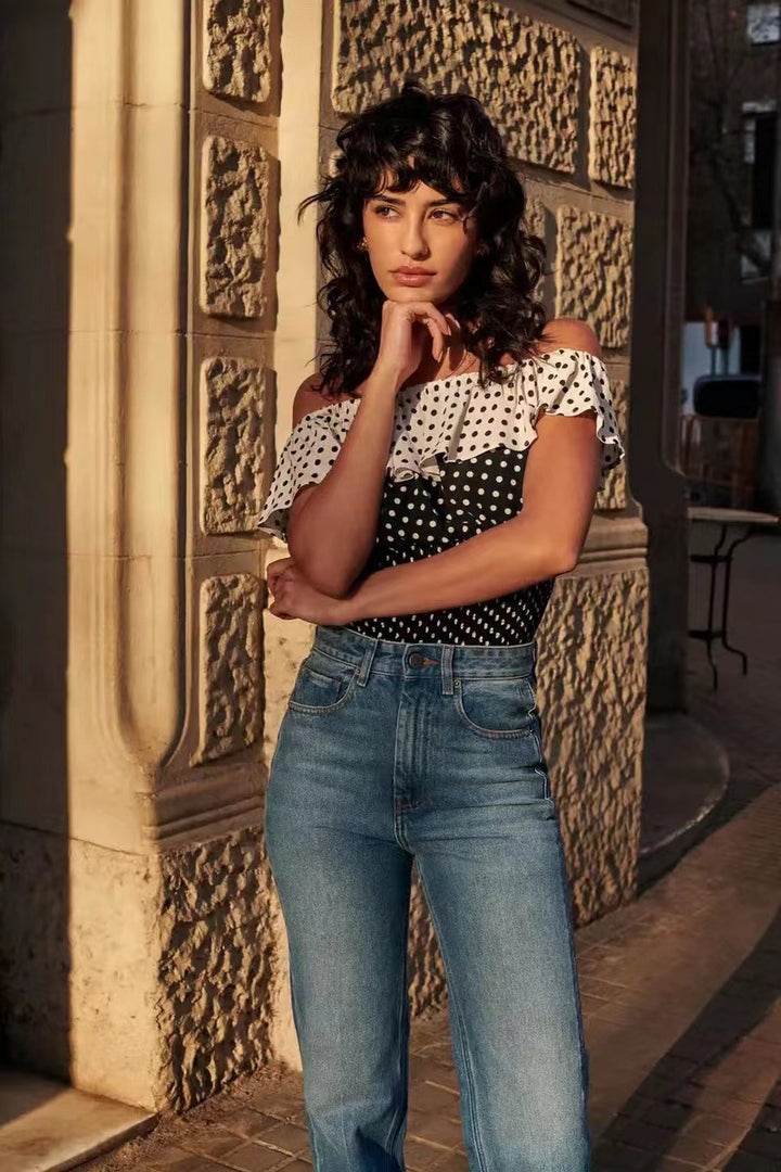 Damer Off-Shoulder Bluse med voluminøse flæser Stilla