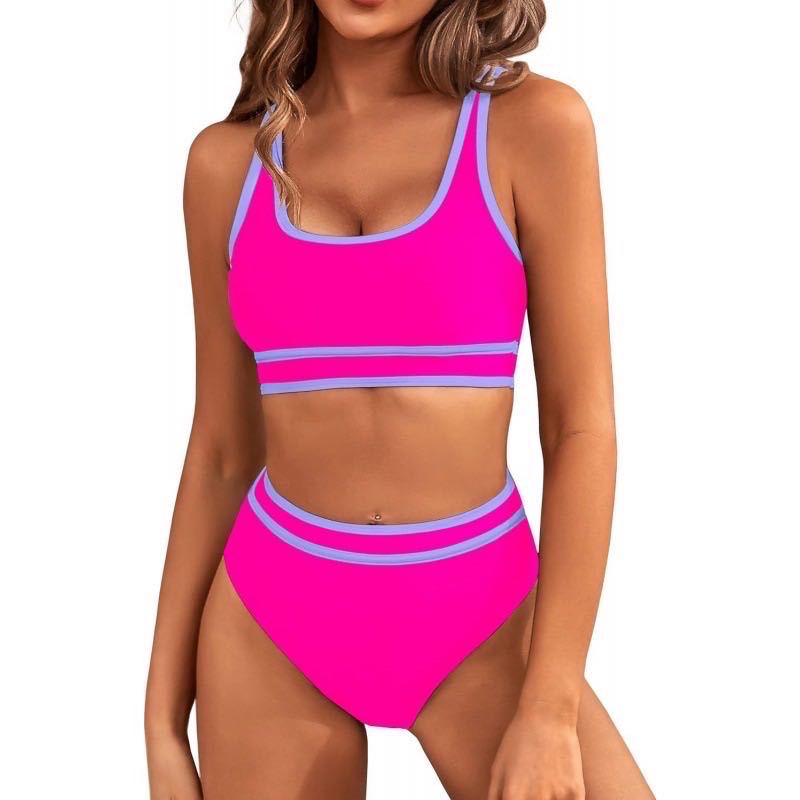 Dame Sporty Bikini-sæt med højtskaffet underdel og brede stropper Stilla
