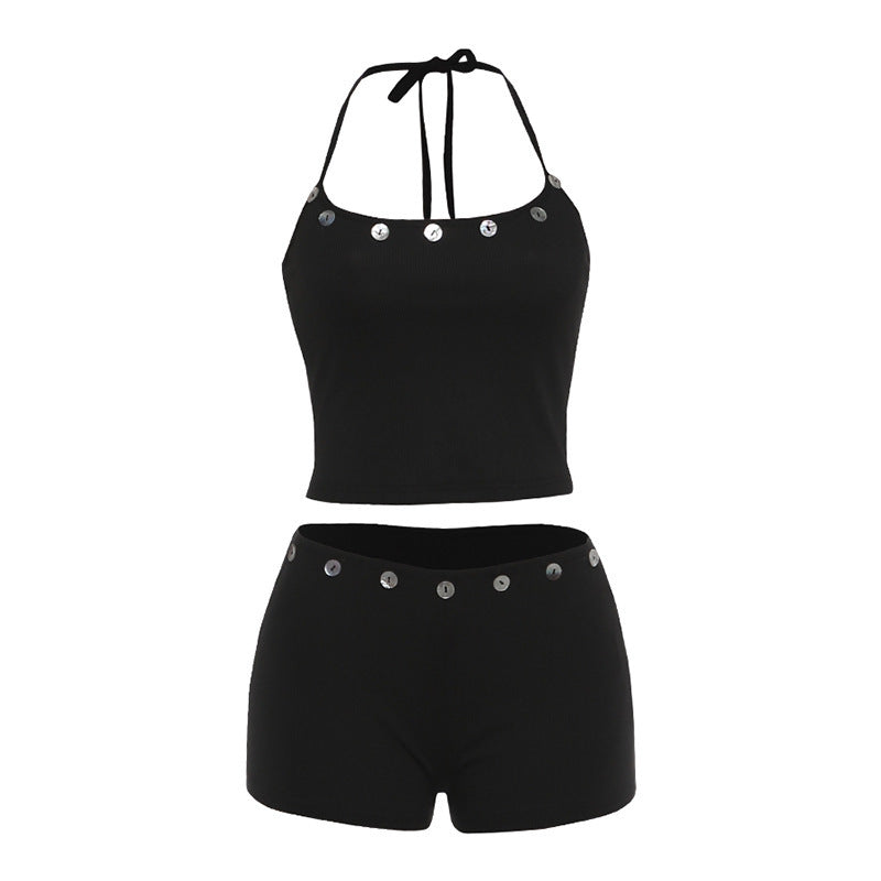 Dame bikini-sæt med moderne pailette-detaljer og justerbare stropper Skovae