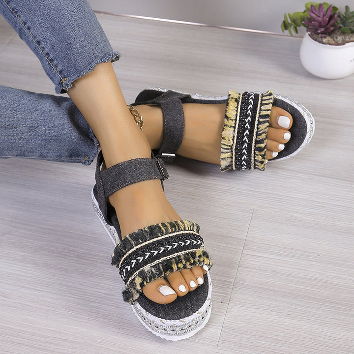 Dame Wedge-sandaler med dekorativt bånd og komfortabelt fodbånd Stilla