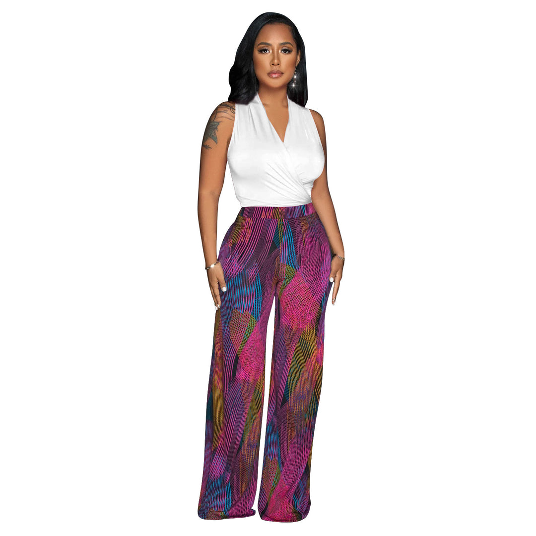 Dame Elegante Jumpsuit med indviklet overdel og bredt ben Stilla