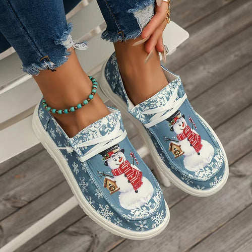 Dame Sneakers med vinterligt snemandsmotiv og skridsikker sål Stilla