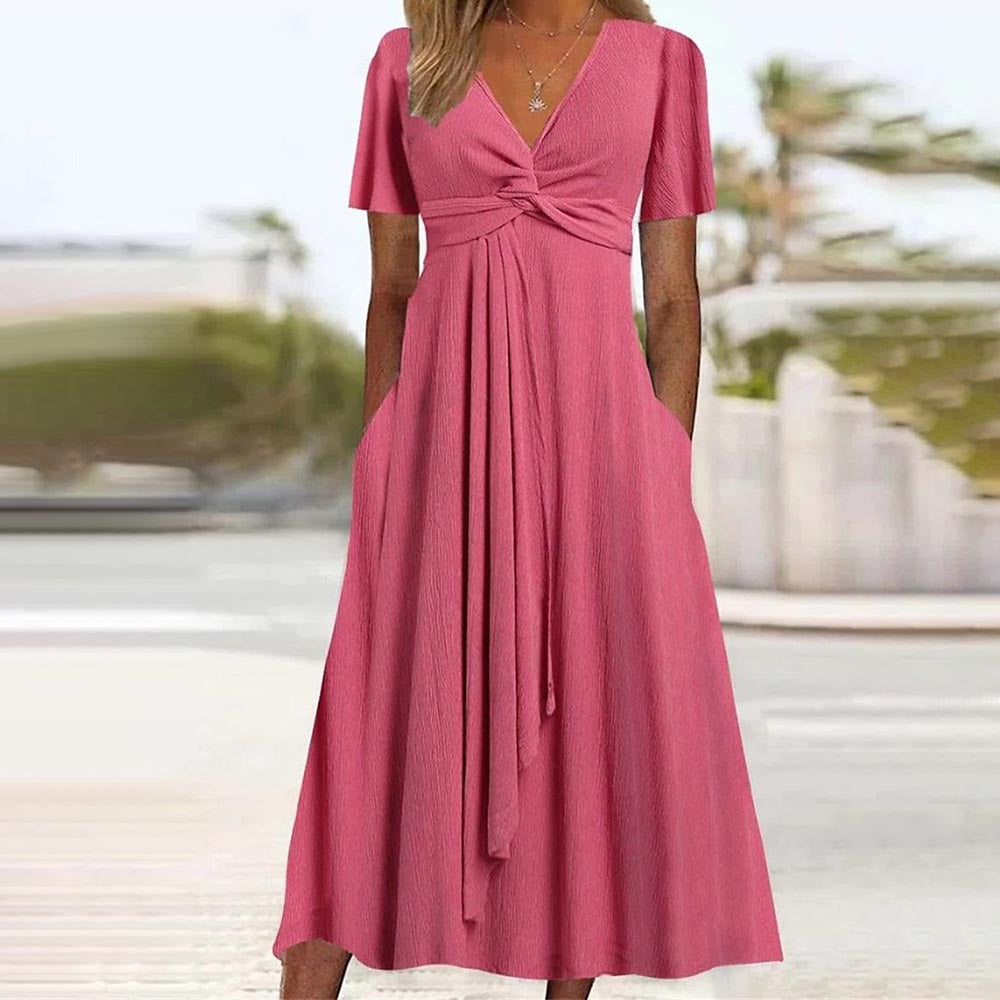 Dame Twisted Knot Maxi Kjole med Lommer Stilla