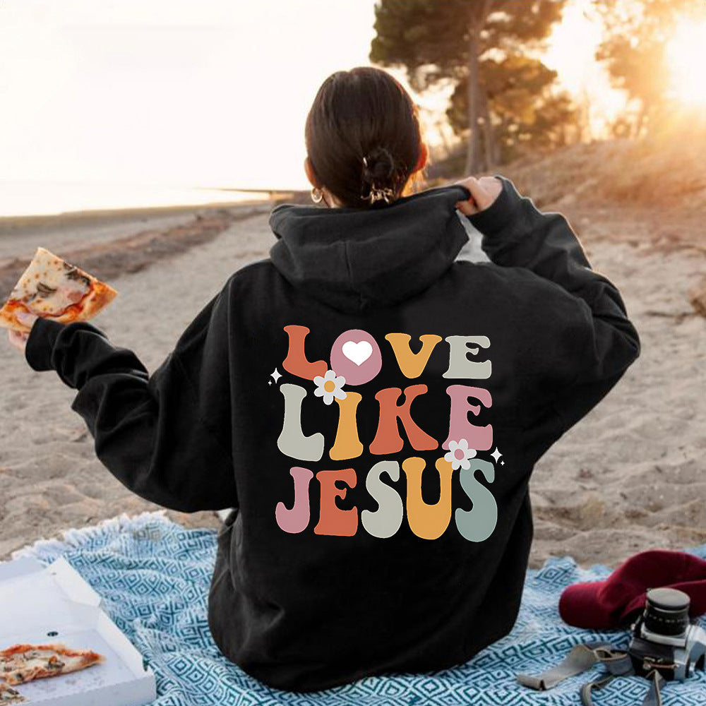 Kvindernes hyggelige hoodie med inspirerende print Skovae