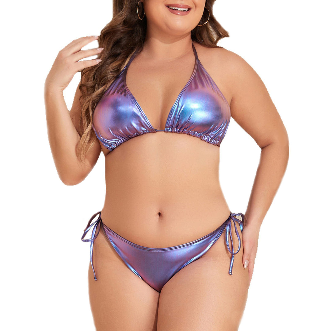 Dame triangel-bikini med skinnende design Skovae