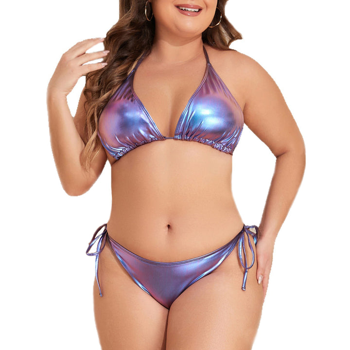 Dame triangel-bikini med skinnende design Skovae