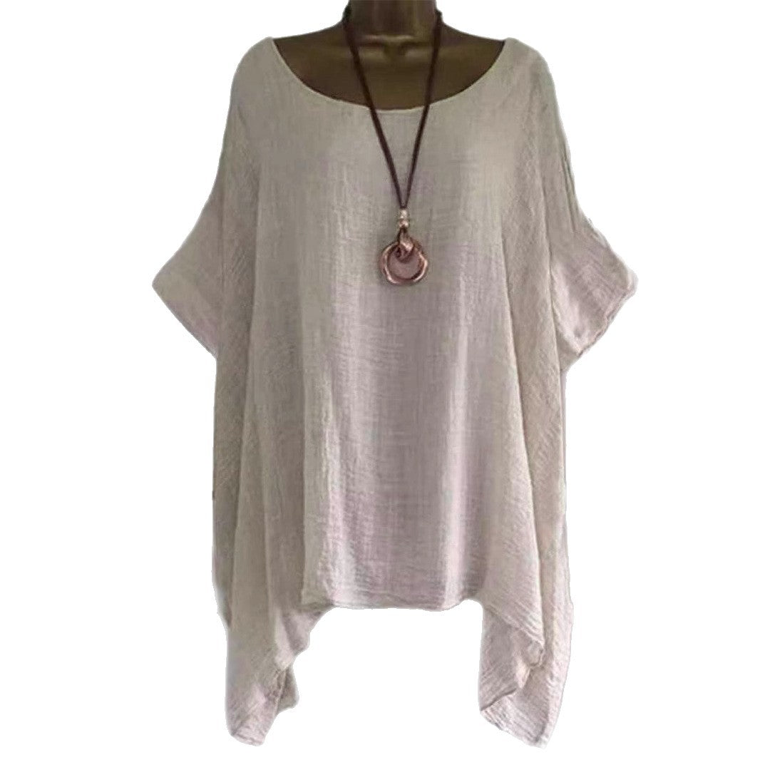 Dame afslappet oversized bluse shirt i let materiale med løs pasform Stilla