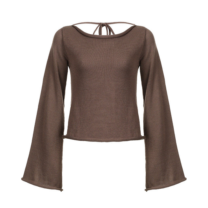 Stilla | Strikket Sweater med Klokkeærmer og Blonde