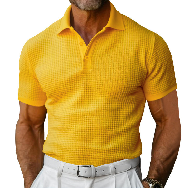 Herrer nan struktureret polo t-shirt med vaffelpiké og figursyet snit Skovae